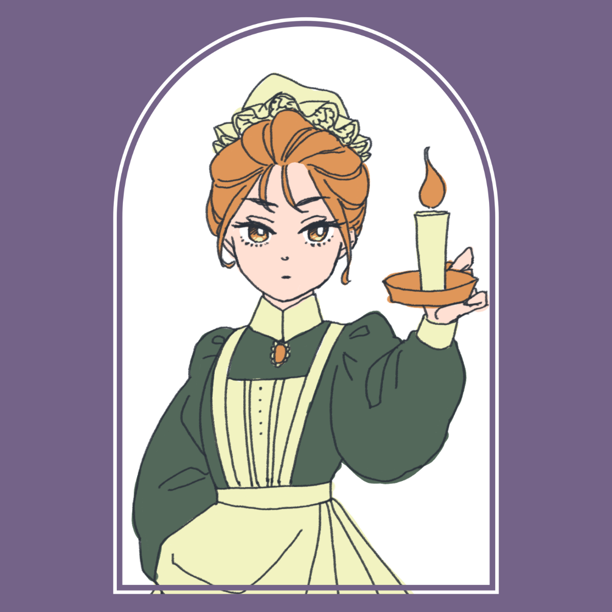 牡牛座メイドがろうそくを掲げているイラスト